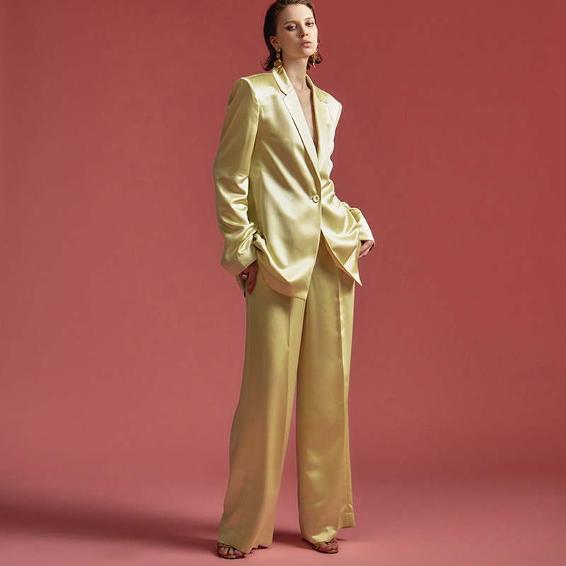 DINT_MBDTP011 サテン ツーボタン ハーフ シングル ジャケット スーツ セット