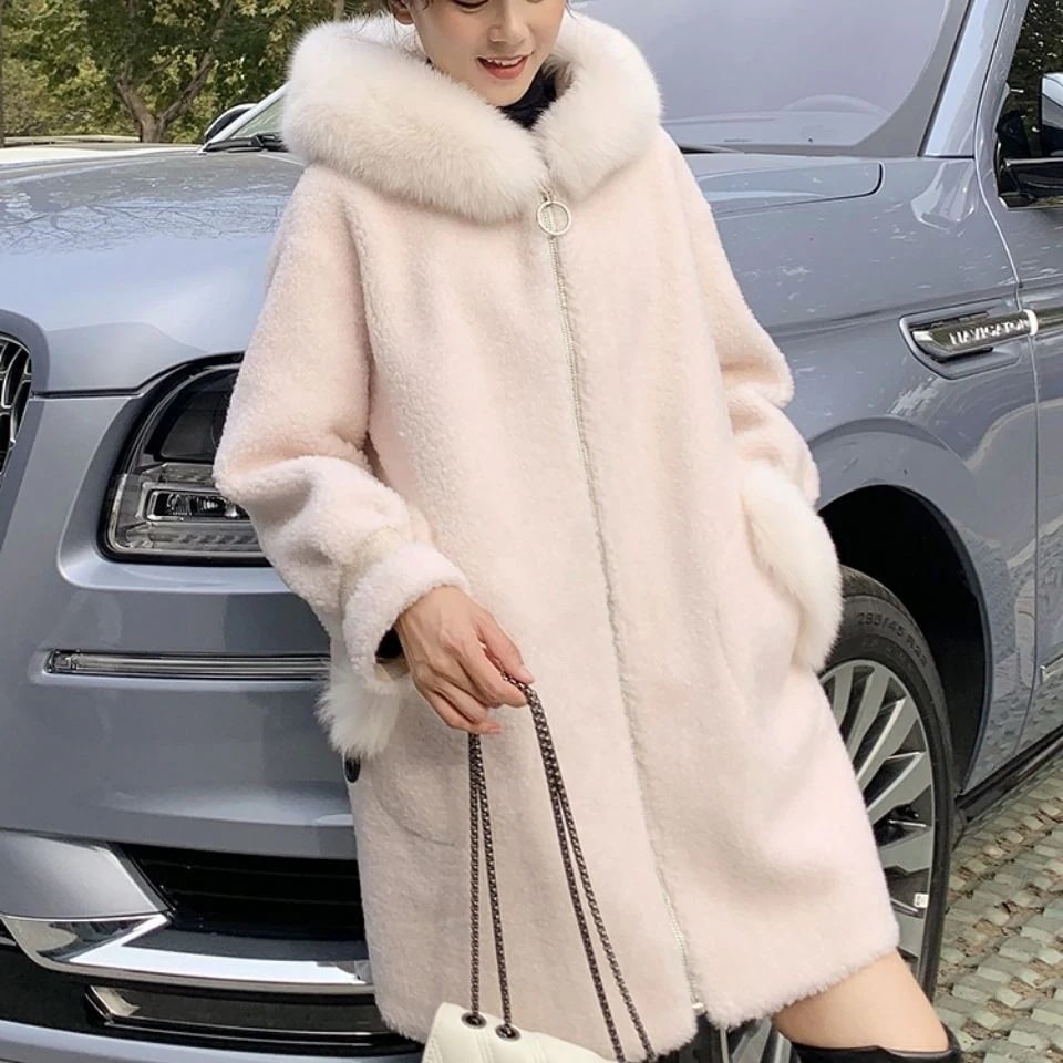 2024冬新品 ロングコート ファー 兎耳飾り 人工フリース パーカー フード付き ステッチ ぬいぐるみ ボア 華やか暖かい 保温 レディース コート アウター ジャケット メガ割