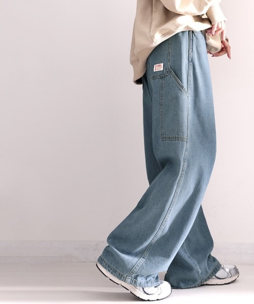 Java日系シンプルレトロハイウエストルーズワイドパンツジーンズ