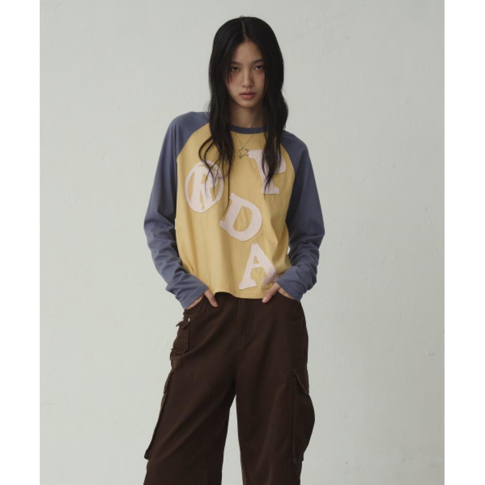 PRENDA PRDA BIG PATCH RAGLAN LONG SLEEVE MUSTARD PRTFAWR