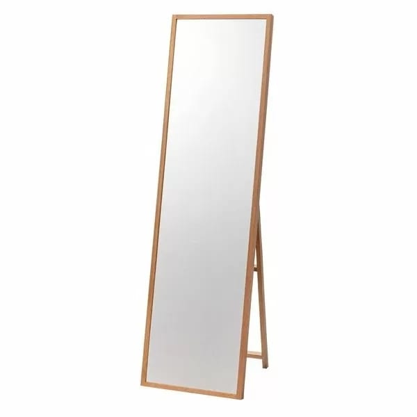 東谷 スタンドミラー W43D45H158cm ナチュラル 天然木(オーク) ラッカー塗装 3mm飛散防止ミラー 完成品スタンドを外して壁掛け可 MTK-312NA