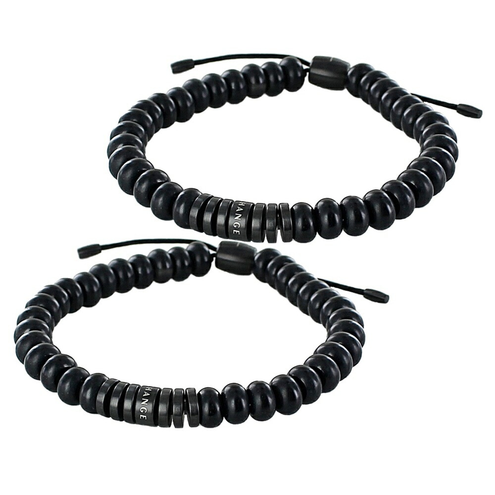 ペア ブレスレット ブランド アルマーニエクスチェンジ ペアルック お揃い カップル ペアギフト ビーズブレスレット ブラック ペアアクセサリー ユニセックス 誕生日プレゼント 記念日プレゼント 男性
