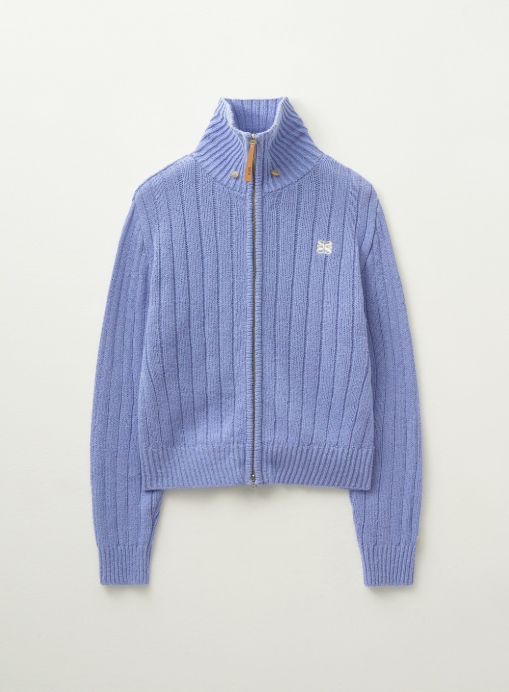 【SATUR】 (W) FARO BOUCLE KNIT ZIP-UP : LAVENDER BLUE