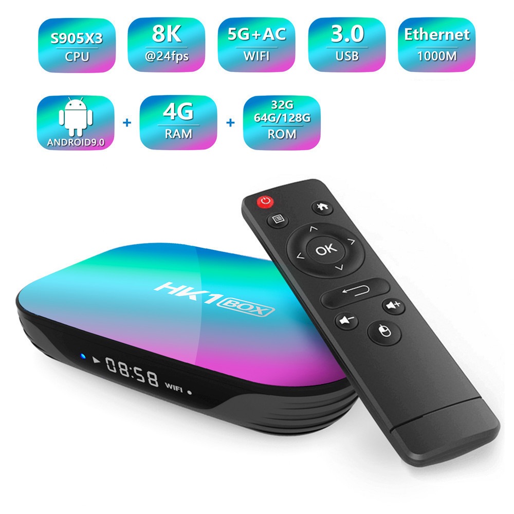 Hk1 ボックス セットトップ ボックス S905x3 4g/128gb Android 9.0 ネットワーク プレーヤー Bluetooth テレビボックス
