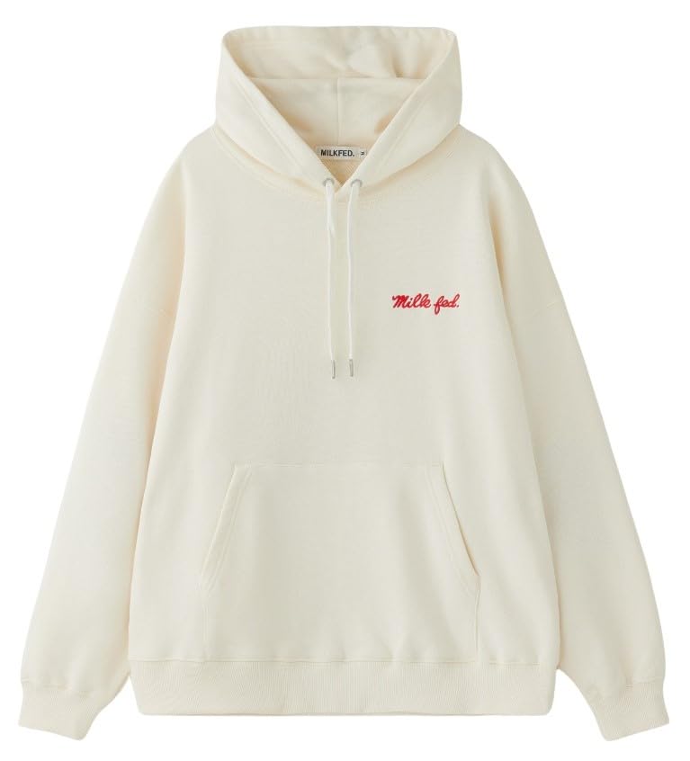 [ミルクフェド] フード付きトレーナー LOVE HEART ELBOW SWEAT HOODIE レディース OFF WHITE