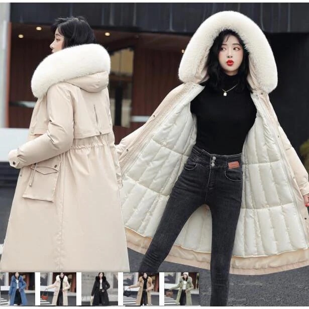 今月のスペシャル ロングダウンコート レディース ダウン ダックダウン 黒 ブルー M L ファー付き アウター ジャンパー 前開き暖かい 防寒 撥水ロングダウンコート レディース ダウン