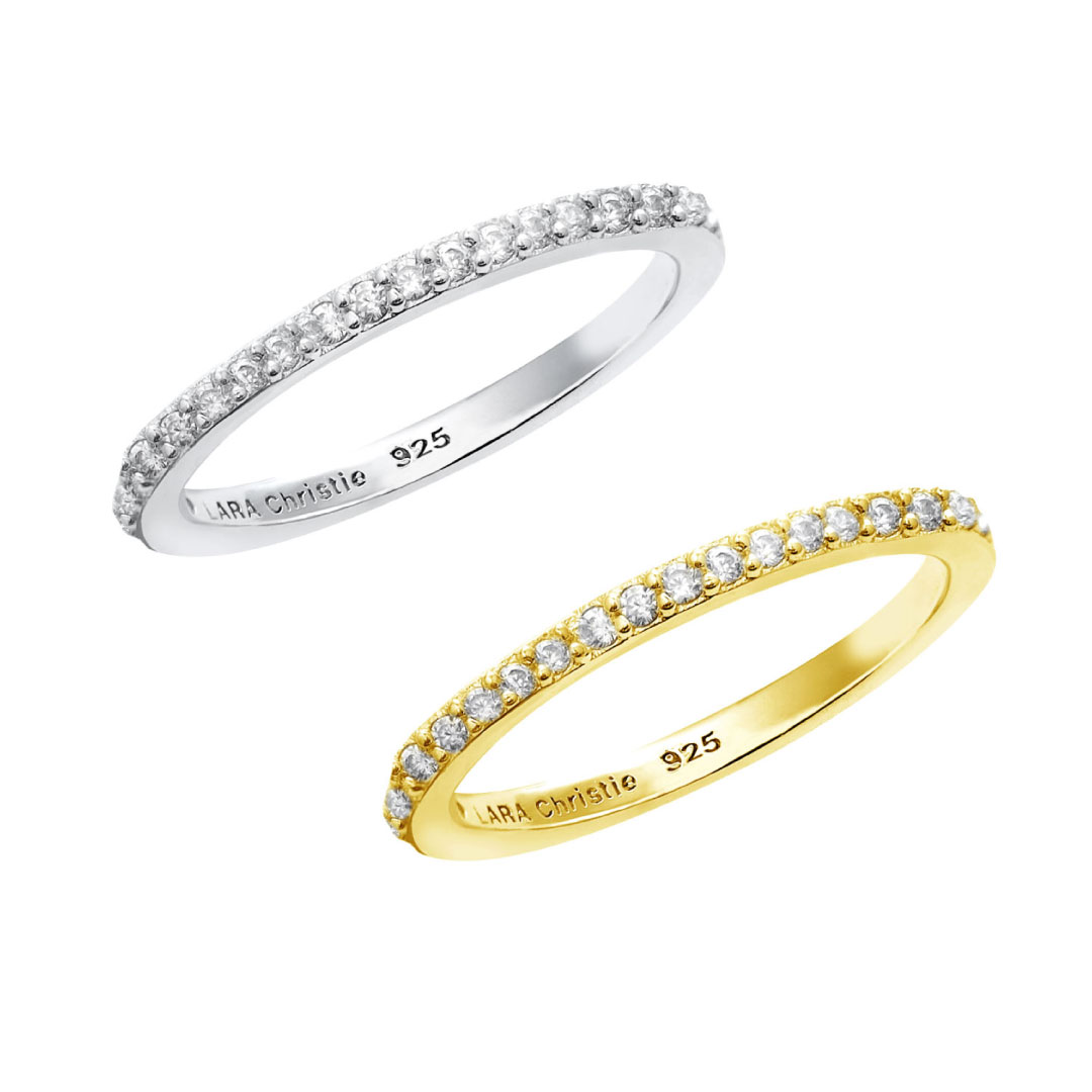 ピンキーリング レディース シルバー925 シルバー イエローゴールド ハーフエタニティ ジルコニア sv925 リング 指輪