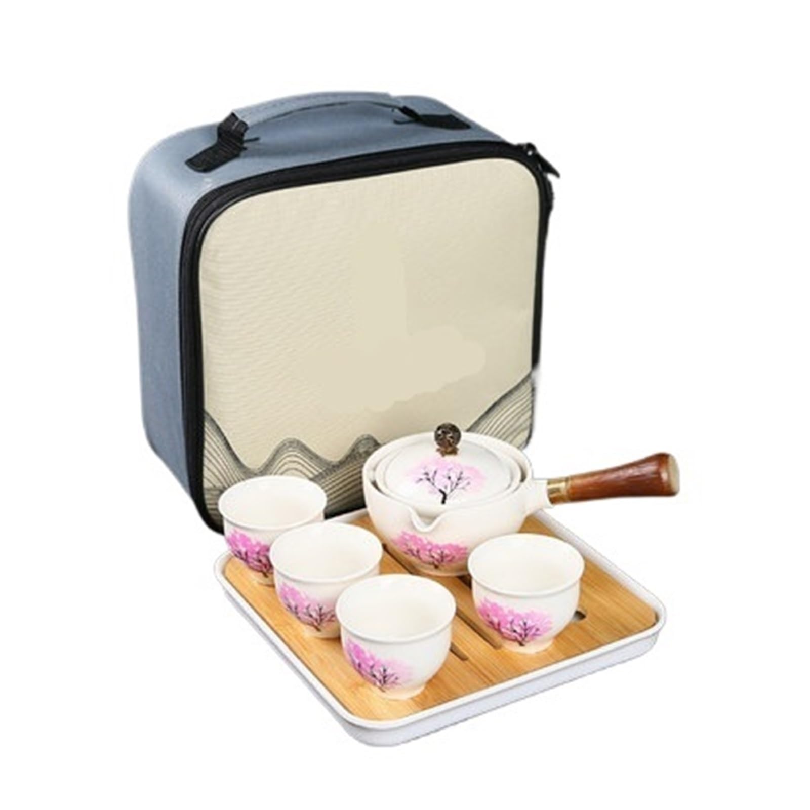 ポータブル磁器ティーセットセラミックポットとカップ注入器ティーポット旅行用ケトル