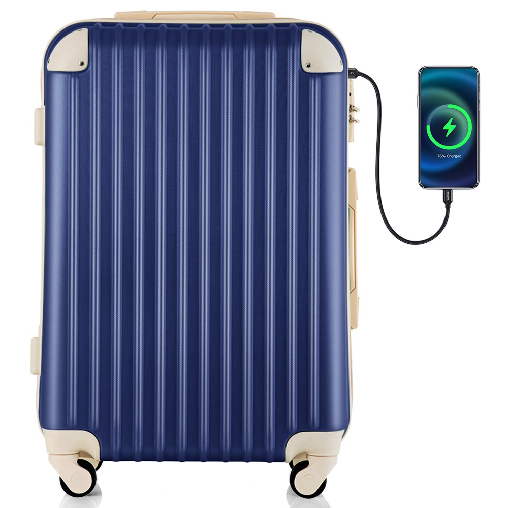 スーツケース Mサイズ キャリーバッグ USB充電ポート付き カップホルダー付き キャリーケース 超軽量 TSAロック搭載 4日-7日 中型