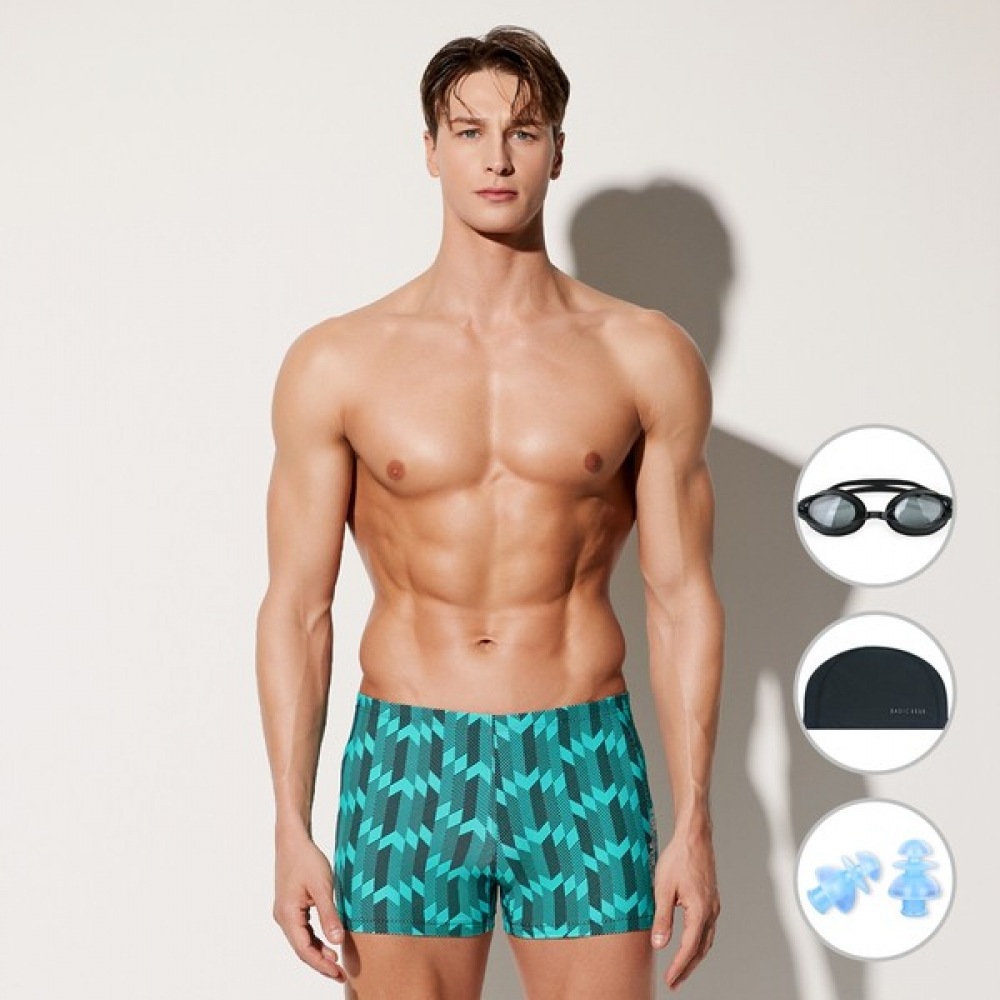 (ベーシックエル) ベーシックエルメンズミント 2パートパターンロゴインドア水着 BEZ-Y404T