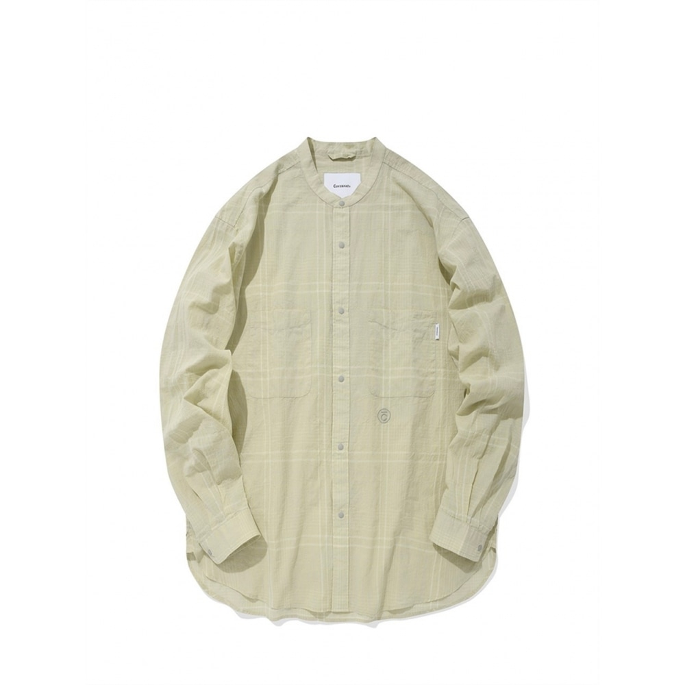COVERNAT スタンドカラーチェックシャツサワーアップル
