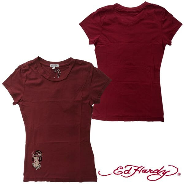 セール エドハーディー レディース 半袖 Tシャツ 200種類の品揃え Ed Hardy GEISHA GIRL ゲイシャ　ガーネット エドハーディー 正規品 セレブ サファリ ファッション