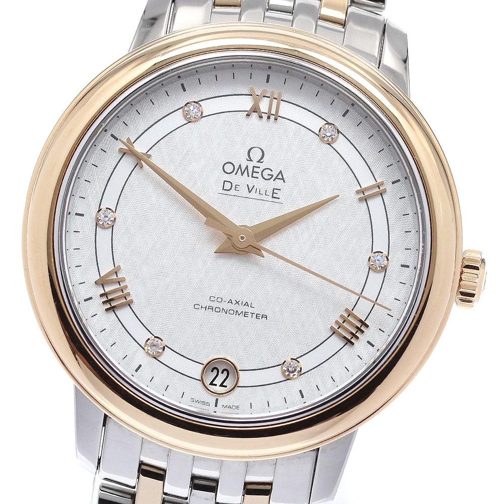 オメガ OMEGA 424.20.33.20.52.002 デビル プレステージ 6Pダイヤ 自動巻き レディース 保証書付き_959383【中古】