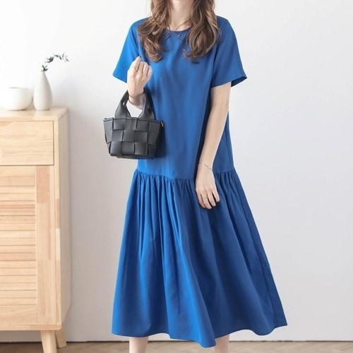 ワンピース ミモレ丈ワンピース Tシャツワンピース 半袖ラウンドネック 切り替えデザイン ミモレ丈 かわいい 大人可愛い きれいめ シンプル 上品 おしゃれ 大人女子 こなれ感 きちんと 個性的