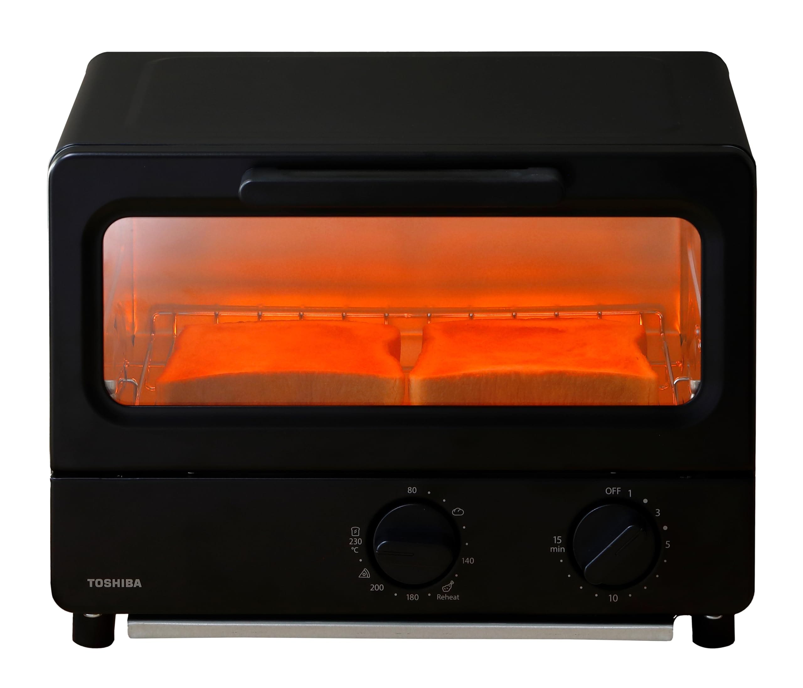 TOSHIBA(東芝) トースター オーブントースター 2枚焼き HTR-PZ3(K) ブラック 温度調節機能付き 受皿付き タイマー15分