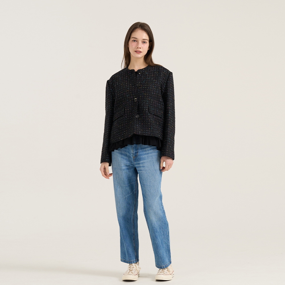 マエストソ ツイード ジャケット_ブラック