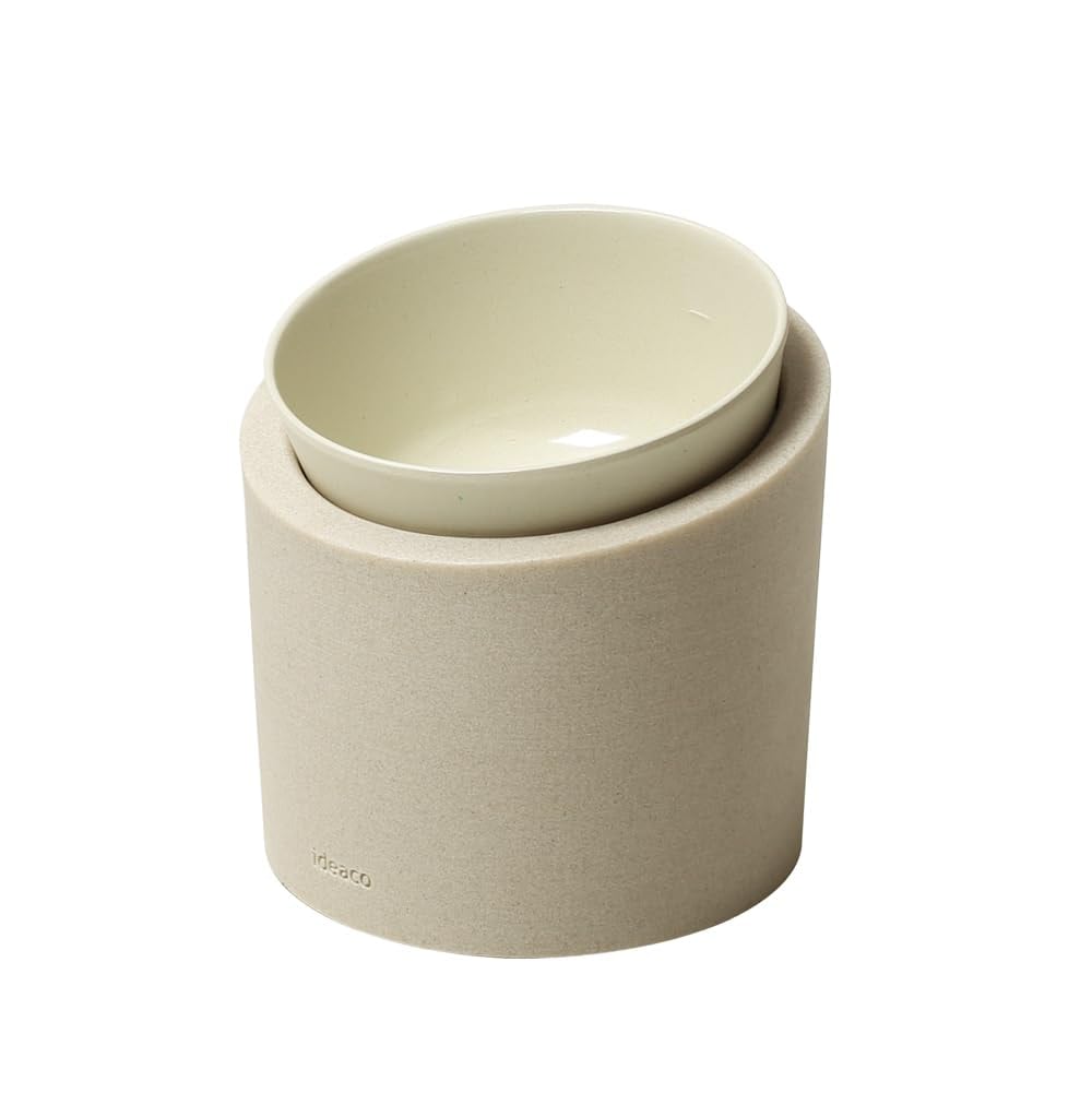 ideaco (イデアコ) ペットボウル 水 入れ スタンド 傾斜 付き 犬 猫 食器 350ml Pet Feeder Water / High stone sand white ( ペットフィーダ 5,491円
