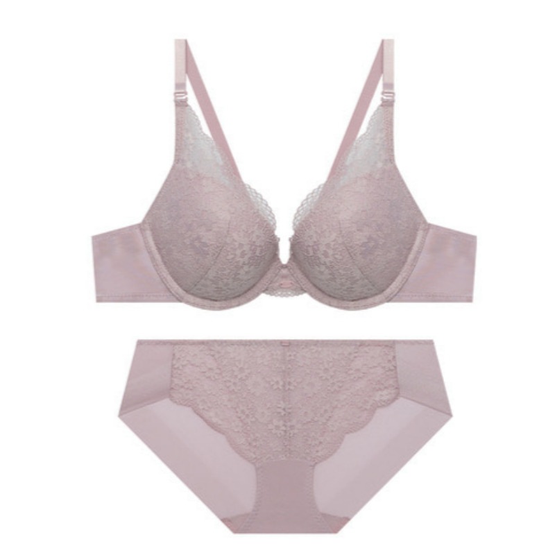ディープV フェミニン レースブラパンツ セット - インディピンク 75A 90