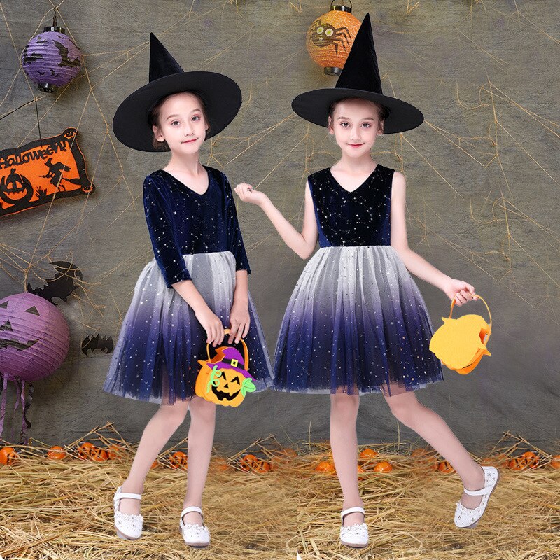 ハロウィン 子供服 親子ドレス 女の子 プリンセスドレス 魔女コス ドレスアップ 魔女 仮面舞踏会 コスムコスプレ・変装・仮装
