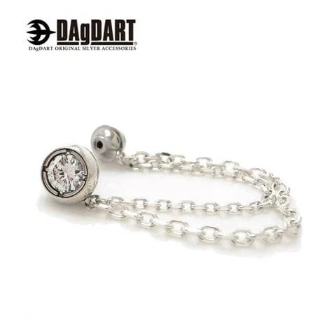 ダグダート DAgDART [Glass] 大粒キュービックジルコニア ダブルシルバーチェーンラペル