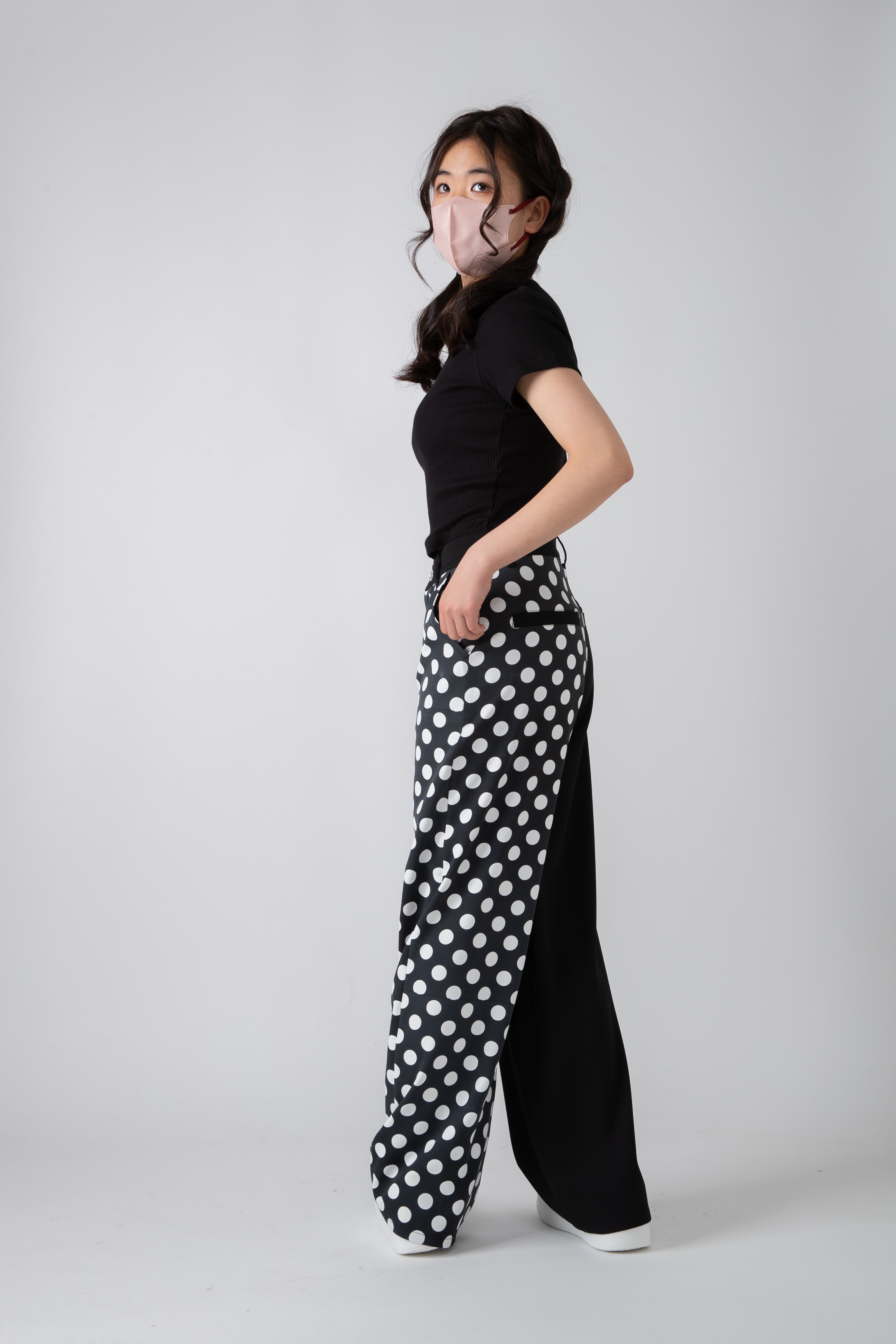 バイカラーワイドパンツ+カジュアル 秋 春 夏 冬 オリジナル ロングパンツ BLACKHEART お洒落な 日韓系 リラックス 体型カバー 2023年人気パンツ 新着 おすすめパンツ 個性的 美脚