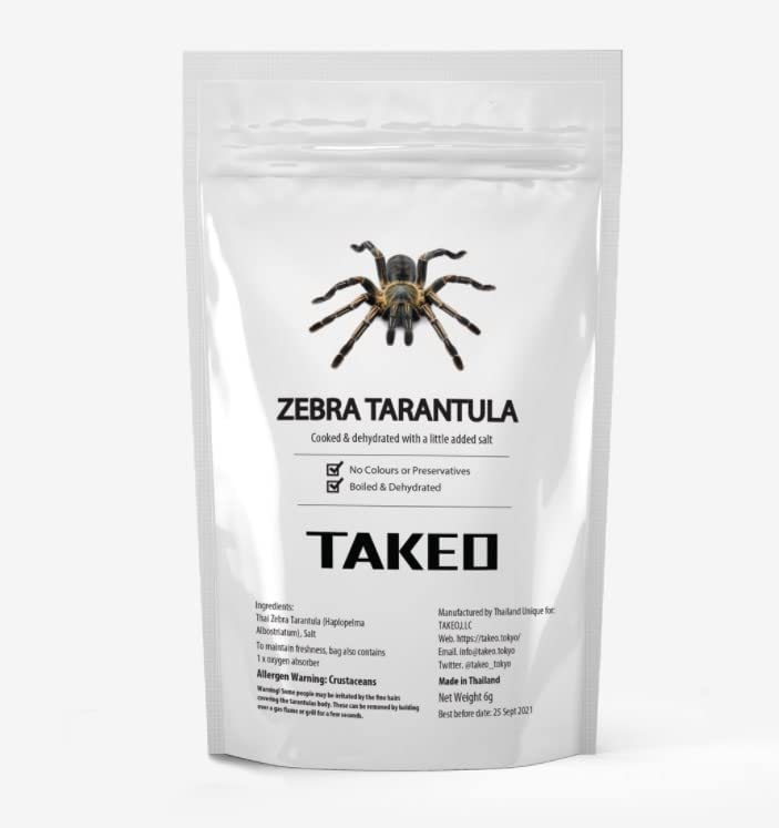 昆虫食 タランチュラ（蜘蛛/クモ）1匹 タイ産 食用虫 入門 スナック おつまみ お菓子 珍味 おもちゃ TAKEO 罰ゲーム ドッキリ イタズラ ゲテモノ イベント サプライズ インパクト インスタ
