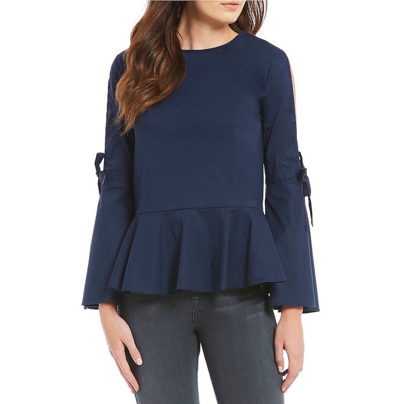 シュガーリップス レディース トップス ブラウス・シャツ【Sugarlips Split Bell Sleeve Poplin Blouse】Navy シュガーリップス レディース トップス ブラウス・シャツ【Sugarlips Split Bell Sleeve Poplin Blouse】Navy