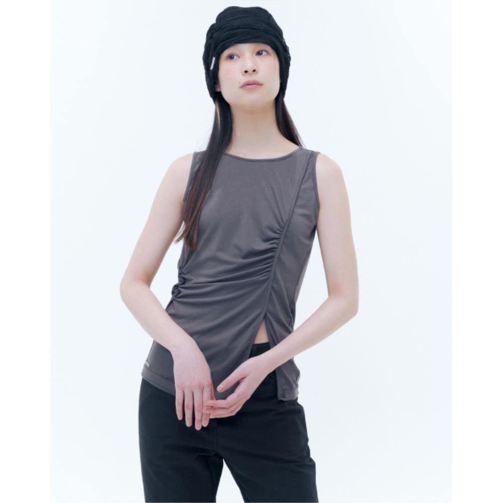 MISEKI SEOUL Oblique line shirring sleeveless GREY MSK25
