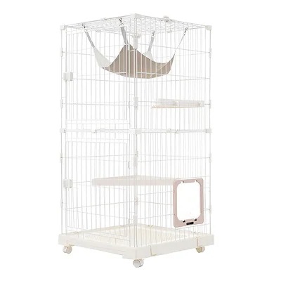 【国内即日発送】猫 掃除しやすいトレーケージ キャットケージ 2段 多頭飼い 引き出しトレー 自由組み合わせ キャットハウス ペット ゲージゲージキャスター付き ハンモックネコ ハウスペットケージ