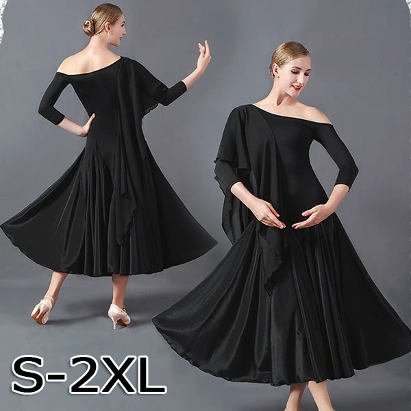 即日発送社交ダンスドレス 広がる裾 競技用ドレス ダンス衣装 ダンスウェア ステージ衣装 大きいサイズ カラオケ スタンダード ドレス ワルツ ワンピースドレス 舞台 演奏会 発表会ドレス パーティー