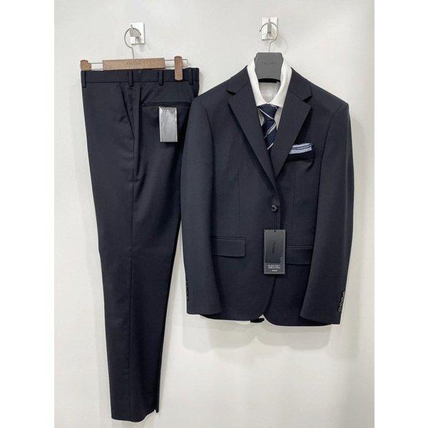 メンズ秋冬ベーシックフィットモ混紡3シーズン基本ソリッドネイビー紺色面接礼服婚主タキシードスーツセット