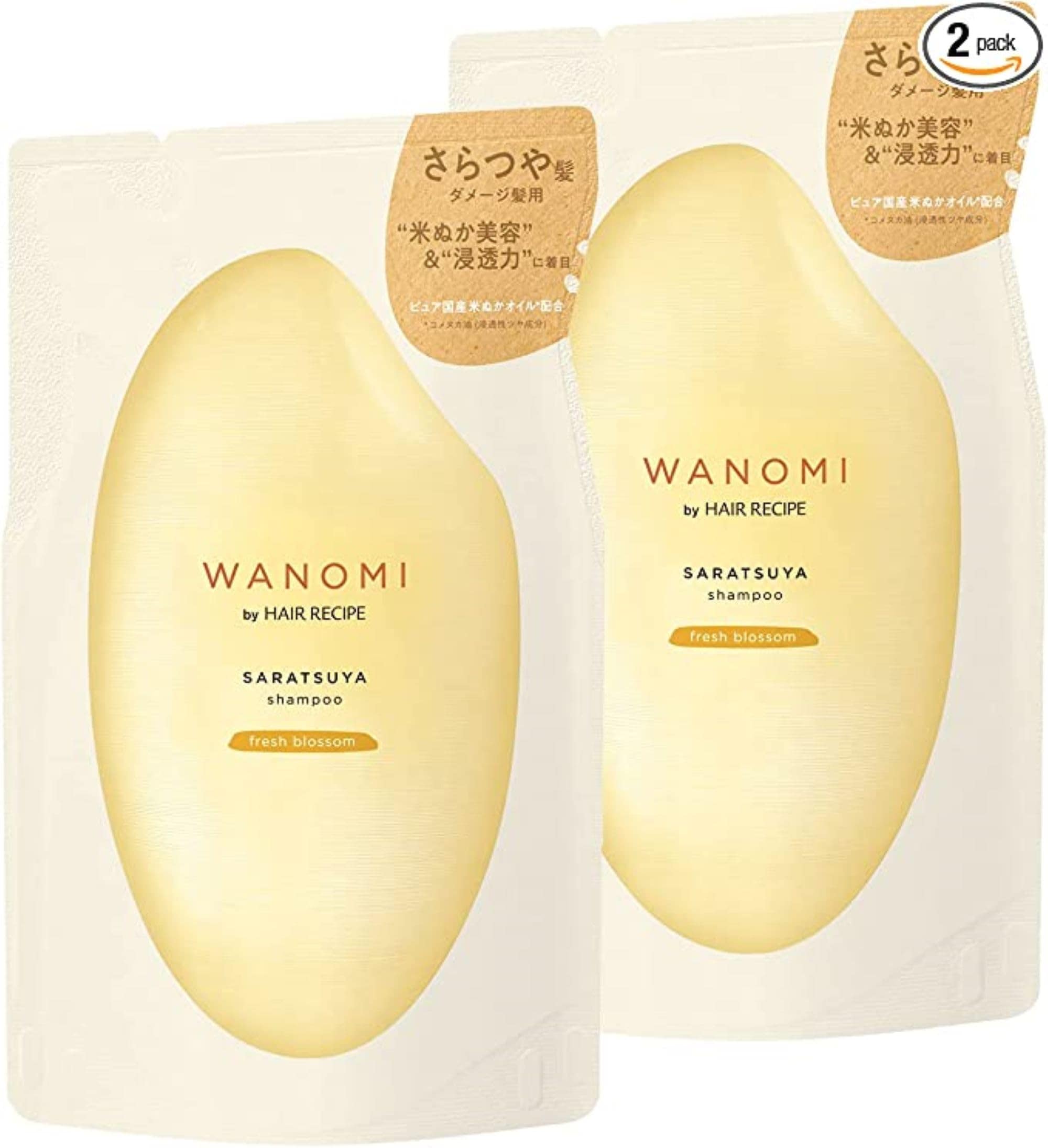 ヘアレシピ 和の実 さらつや シャンプー 詰替 ×2個 セット (ワノミ・Wanomi)