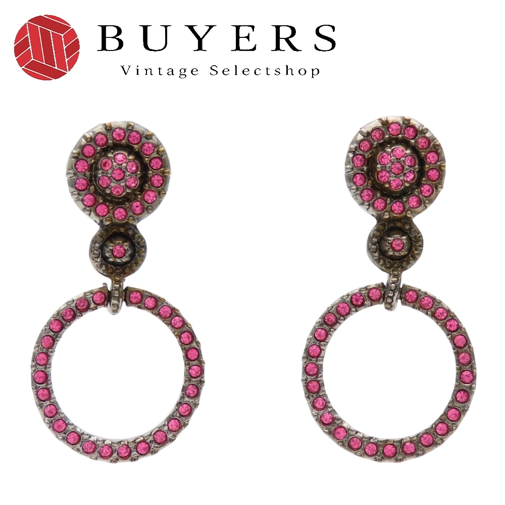 中古 ピアス メタル ラインストーン ピンク アクセサリー レディース 女性