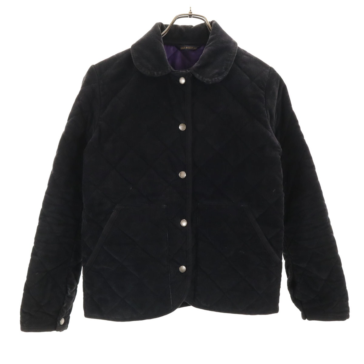 SHIPS シップス 別注 イギリス製 コーデュロイ キルティングジャケット S ブラック レディース 古着