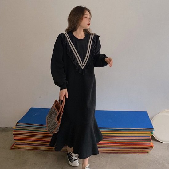 【取寄：納期2週間】ワンピース レディース ロング丈 レース ワンピース レディース ゆったり 体型カバー 大きいサイズ ワンピース レースデザイン ホワイトライン ワンピース レディース ロング丈