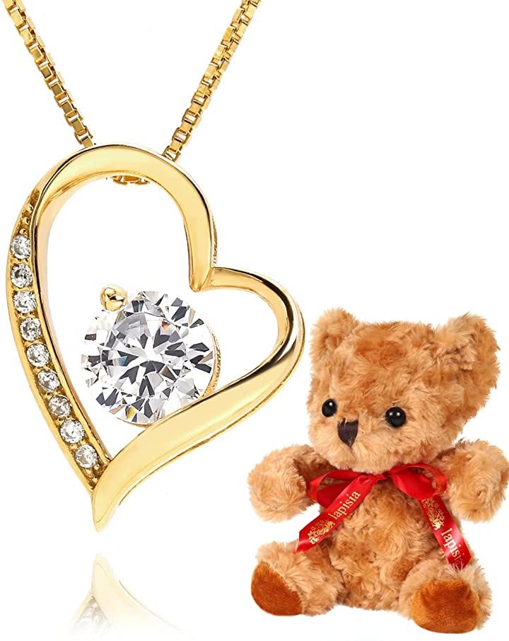 オープンハート レディース ネックレス テディベア(ゴールド（テディベア）)