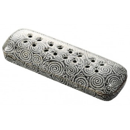 花摘 寝かせる線香皿 II 有田焼 大 たこ唐草 黒 32x38700a0072