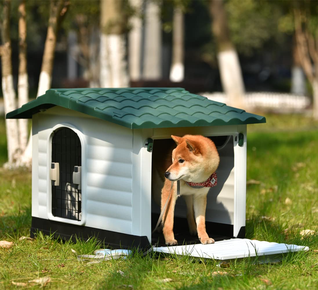 TopCloud 犬小屋 屋外用 犬舎 室外 中型犬用 大型犬用 ドア付き プラスチック製 ペットハウス オールシーズン 通気 日焼け対策 雨除け 水洗い 裏庭 室内 さびない 頑丈 (L) 9,874円