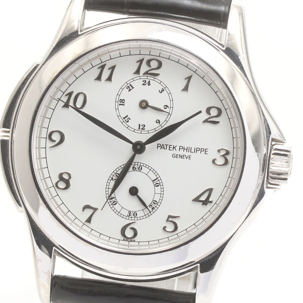 パテックフィリップ PATEK PHILIPPE 5154G-001 カラトラバ トラベルタイム K18WG デイト 手巻き メンズ 保証書付き_826643【中古】