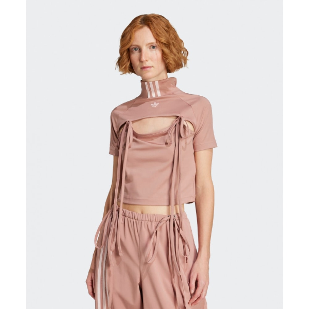 アディダスリボンカットアウトクロップトップ-ウォームクレイ/JW0931