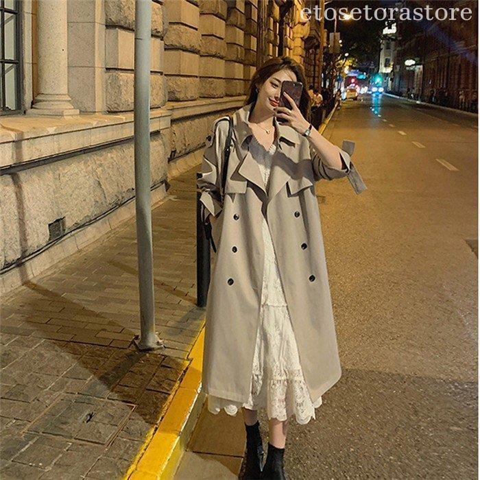 品質いいな新品 トレンチコート レディース 秋コート 長袖 ミディアム丈 アウター ジャケット ベルト付き ゆったり 着痩せ カジュアル おしゃれ 上品 通勤 OL