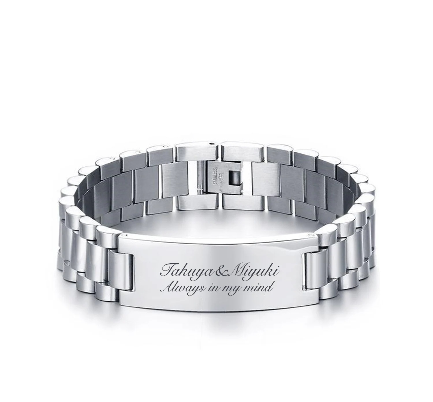 ペアブレスレット 腕時計ベルト【名入れ無料】名入れ 刻印無料 ブレスレット 刻印可能 メンズ レディースブレスレット チェーンブレスレット おしゃれ 誕生日 男性 プレゼント aruon 名入れ工房