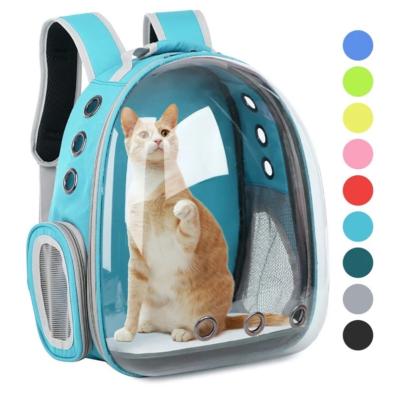 ペット用の猫と犬用のキャリングバッグ,ポータブルで通気性のあるダブルショルダーストラップ付きの通気性と防水性 Blue