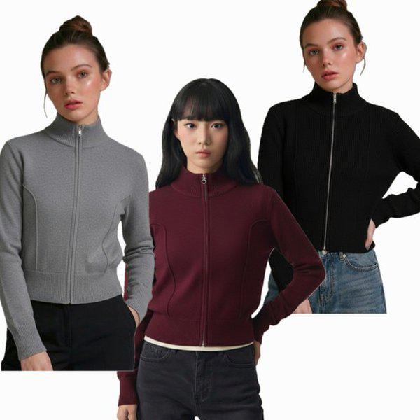 [モダ春川] 女性ハイネックジップアップカーディガン 10540-140-865-37_CC