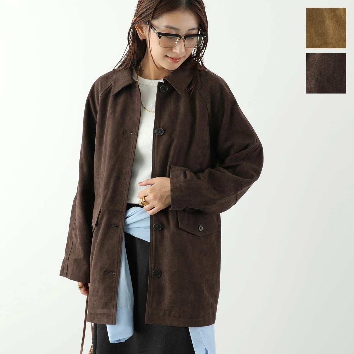 PRIORITY プライオリティ ジャケット P560700S レディース エコスエード 長袖 ミディ丈 カラー2色