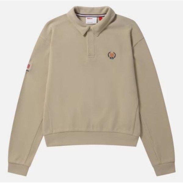 長袖Tシャツ LQC W243002GHT92-CRM 女性用襟付きスウェットシャツ
