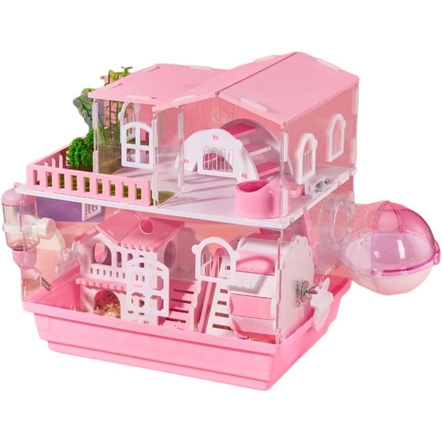 ハムスターケージ 小動物用 飼育ケージ アク製 ペット用品 透明デザイン ハムスターハウス 広範囲 組み立て式 滑り止め 通気性 お手入れ簡単 インテリア 食