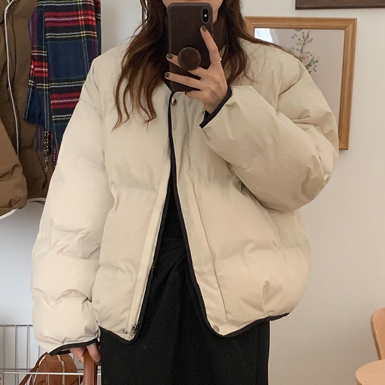 キルティングジャケット キルティングダウンジャケット パイピング バイカラー アウター ジャケット