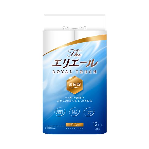 大王製紙Theエリエール トイレットティシュー ダブル 芯あり 25m 1セット（72ロール：12ロールx6パック）