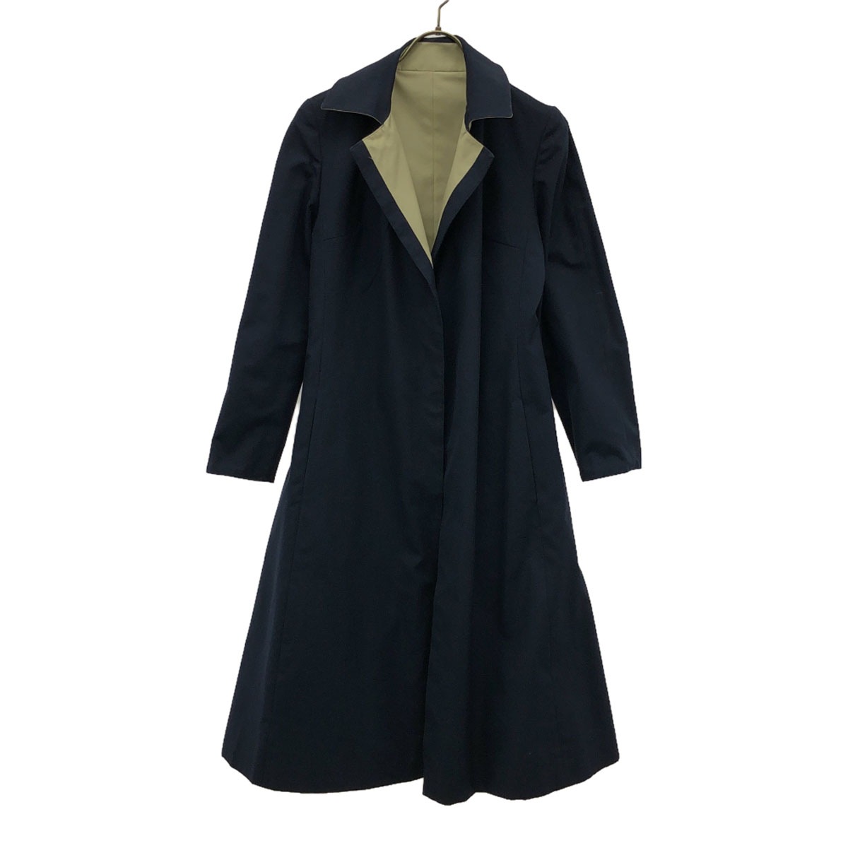 80s イングランド製 オールド リバーシブル コート ネイビー×ベージュ レディース 古着